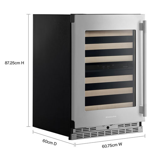 KitchenAid Undercounter 46-Bottle Freestanding Wine Cellar - PrintShield Stainless Finish