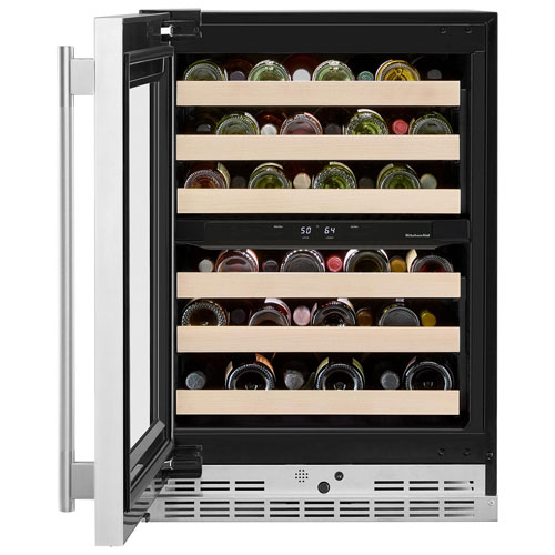 KitchenAid Undercounter 46-Bottle Freestanding Wine Cellar - PrintShield Stainless Finish