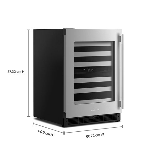 KitchenAid Undercounter 46-Bottle Freestanding Wine Cellar - Black Cabinet/Stainless Doors