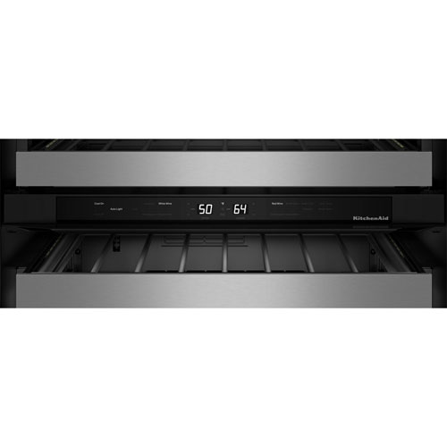 KitchenAid Undercounter 46-Bottle Freestanding Wine Cellar - Black Cabinet/Stainless Doors