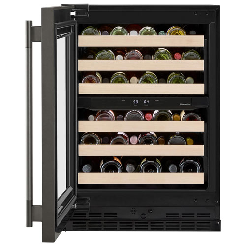 KitchenAid Undercounter 46-Bottle Freestanding Wine Cellar - Black Ore