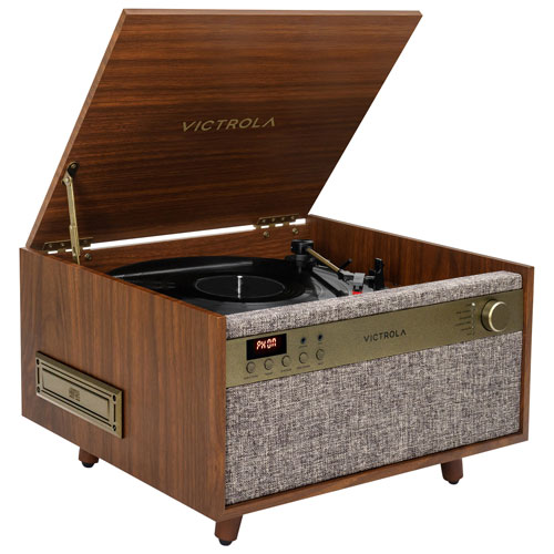 Lecteur de musique avec tourne-disque à courroie 6-en-1 Century de Victrola - Noyer