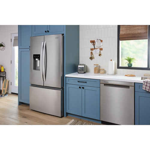 Whirlpool 36" 23.4 Cu. Ft. French Door Refrigerator with Water & Ice Dispenser - Black Stainless Finish