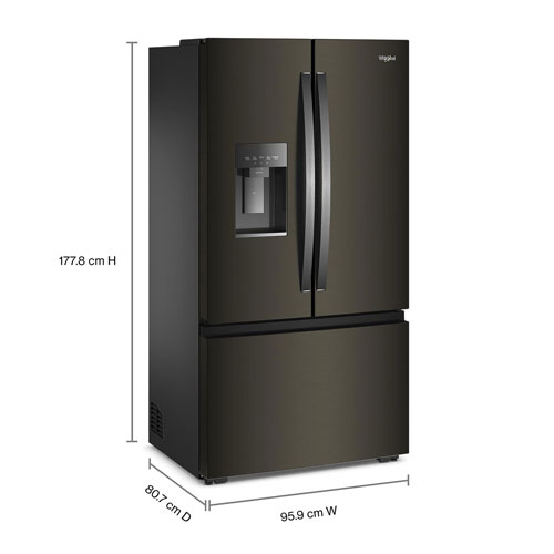 Whirlpool 36" 23.4 Cu. Ft. French Door Refrigerator with Water & Ice Dispenser - Black Stainless Finish