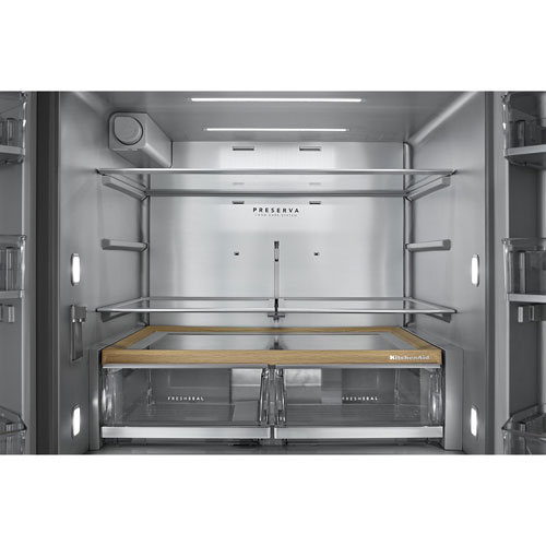 Réfrigérateur à deux portes 28,7 pi³ 36 po avec distributeur d'eau et de glaçons de KitchenAid - Acier inoxydable PrintShield