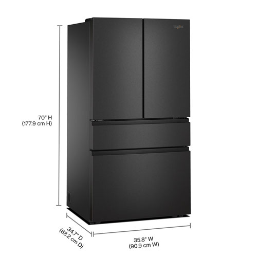 Whirlpool 36" 29.8 Cu Ft French Door Refrigerator w/ Water Dispenser - Print Resist Black SS