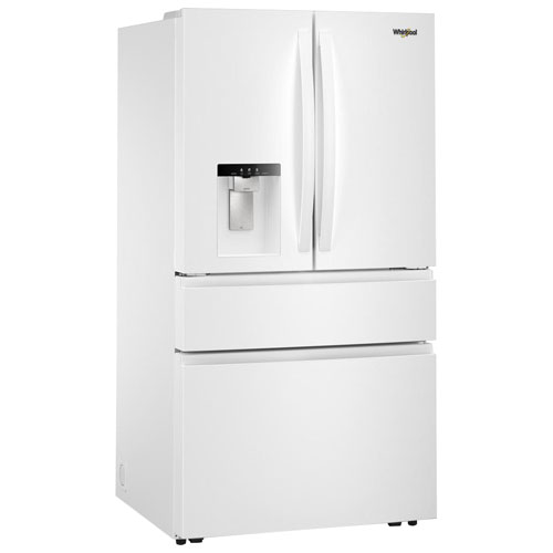 Réfrigérateur à deux portes 28,9 pi³ et 36 po avec distributeur d'eau et de glaçons de Whirlpool - Blanc