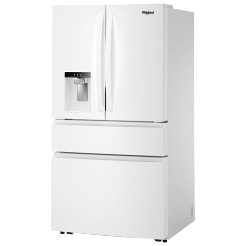 Réfrigérateur à deux portes 28,9 pi³ et 36 po avec distributeur d'eau et de glaçons de Whirlpool - Blanc