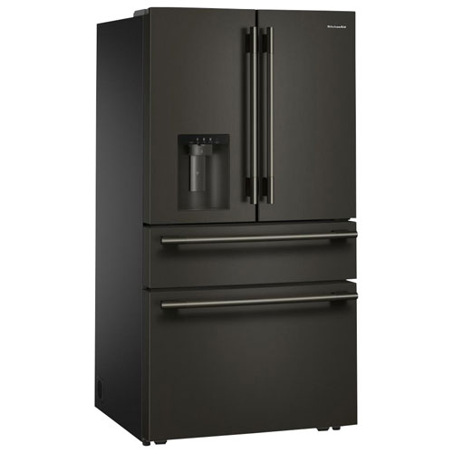 KitchenAid 36" 28.7 Cu. Ft. French Door Refrigerator w/ Water & Ice Dispenser - Black Ore