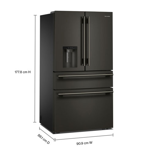 KitchenAid 36" 28.7 Cu. Ft. French Door Refrigerator w/ Water & Ice Dispenser - Black Ore