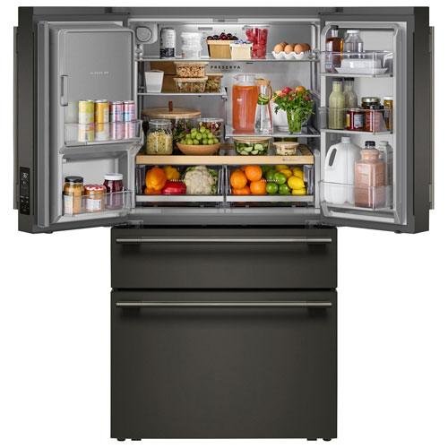 KitchenAid 36" 28.7 Cu. Ft. French Door Refrigerator w/ Water & Ice Dispenser - Black Ore