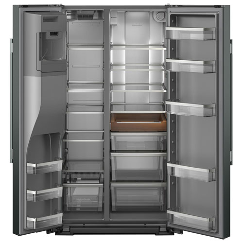 Réfrigérateur à congélateur juxtaposé 36 po 20,9 pi³ avec distributeur d'eau et de glaçons de KitchenAid - Genévrier