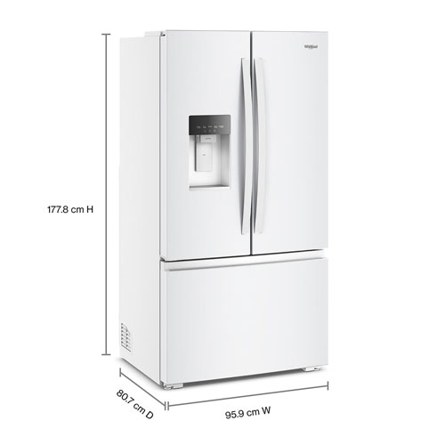 Whirlpool 36" 23.4 Cu. Ft. French Door Refrigerator with Water & Ice Dispenser - White