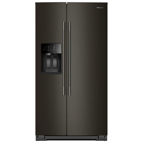 Réfrigérateur à congélateur juxtaposé 20,9 pi³ 36 po avec distributeur d'eau et de glaçons de KitchenAid - Minerai noir