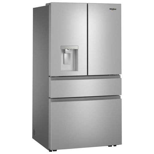Réfrigérateur à deux portes 28,9 pi³ et 36 po avec distributeur d'eau et de glaçons de Whirlpool - Inox