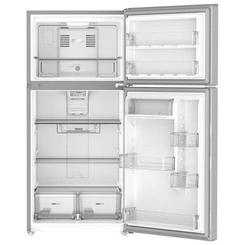 Réfrigérateur à congélateur supérieur 19,3 pi³ 30 po de Whirlpool - Fini en acier inoxydable résistant aux traces de doigts