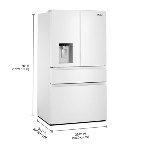 Whirlpool 36" 28.9 Cu. Ft. French Door Refrigerator with Water & Ice Dispenser - White