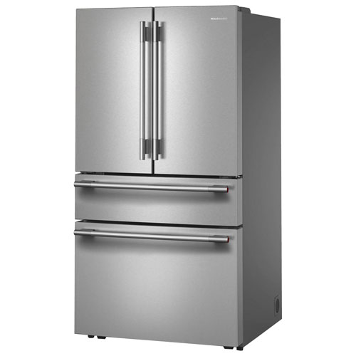 Réfrigérateur à deux portes 29,5 pi³ 36 po avec distributeur d'eau et de glaçons de KitchenAid - Acier inoxydable PrintShield