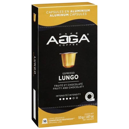 Agga Espresso Lungo 1.87oz Medium Roast Aluminium Capsules - 10 Counts