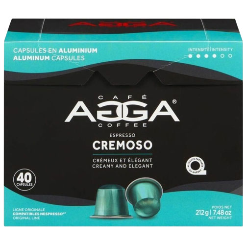 Agga Espresso Cremoso 7.48oz Medium Roast Aluminium Capsules - 40 Counts