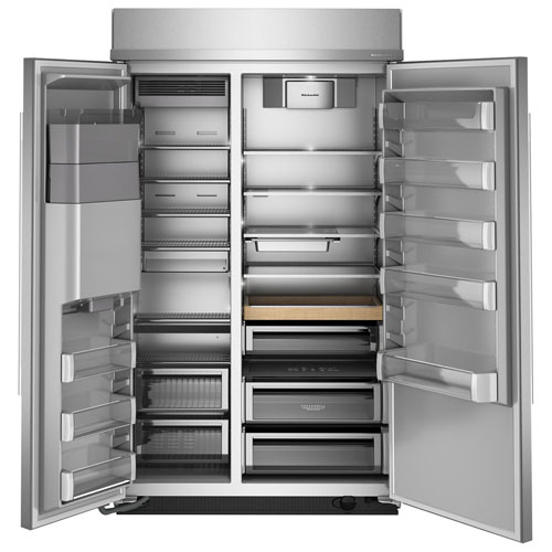 Réfrigérateur à congélateur juxtaposé 29,4 pi³ 48 po avec distributeur d'eau et de glaçons de KitchenAid - Acier inoxydable