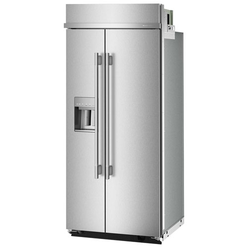 Réfrigérateur à congélateur juxtaposé 20,8 pi³ 36 po avec distributeur d'eau et de glaçons de KitchenAid - Acier inoxydable