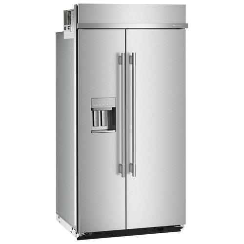 Réfrigérateur à congélateur juxtaposé 25,1 pi³ 46 po avec distributeur d'eau et de glaçons de KitchenAid - Acier inoxydable