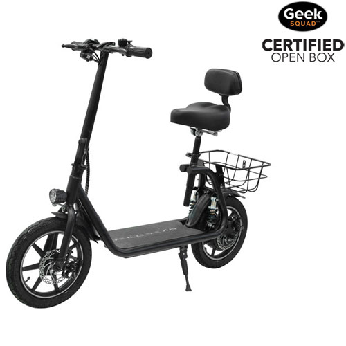 Boîte ouverte - Trottinette électrique repliable avec siège de 14 po de DeLorean - Noir