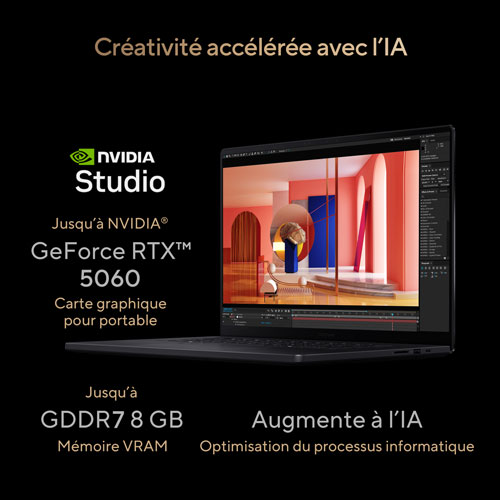 Portable à écran tactile ProArt P16 de 16 po d'ASUS - Noir nano (Ryzen AI 9 HX 370 d'AMD/RAM 32 Go/SSD 1 To/Windows 11 Famille)