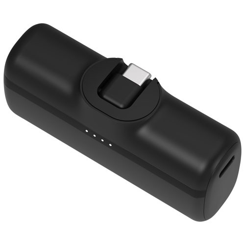 Chargeur portable USB-C 5000 mAh avec connecteur USB-C repliable Bump de Nimble - Noir