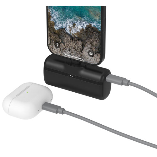 Chargeur portable USB-C 5000 mAh avec connecteur USB-C repliable Bump de Nimble - Noir