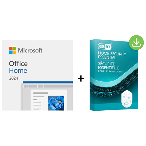 Microsoft Office Famille 2024 et ESET Sécurité essentielle pour les particuliers - 1 utilisateur - 1 appareil - Bilingue - Téléchargement numérique