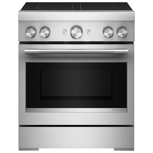 Cuisinière à induction autonome à 4 éléments et four à convection véritable 4,1 pi³ 30 po de KitchenAid - Acier inoxydable