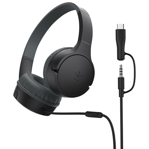 Belkin SoundForm Mini Over-Ear Noise Cancelling Wired Kids Headphones - Black