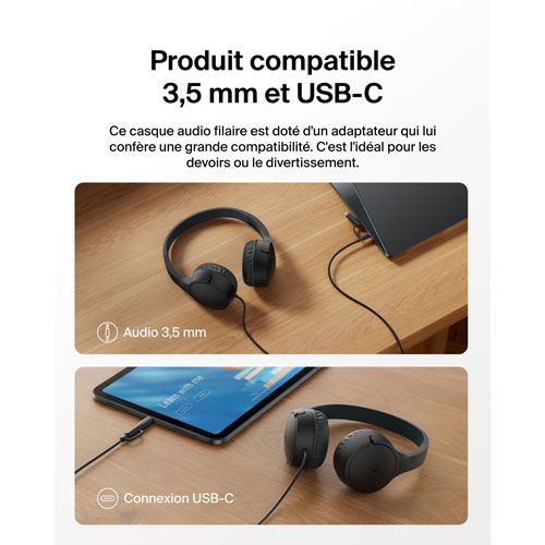 Belkin SoundForm Mini Over-Ear Noise Cancelling Wired Kids Headphones - Black