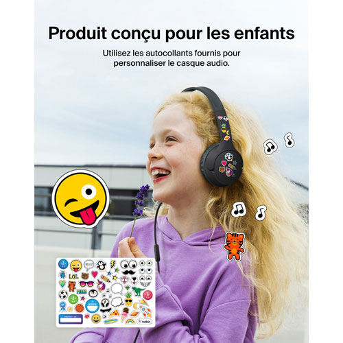 Belkin SoundForm Mini Over-Ear Noise Cancelling Wired Kids Headphones - Black