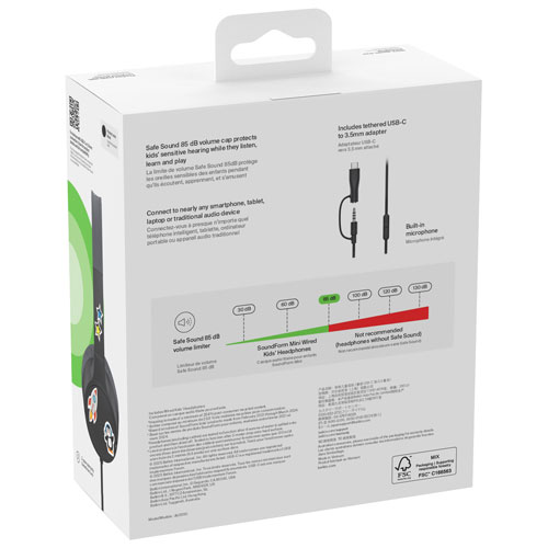 Belkin SoundForm Mini Over-Ear Noise Cancelling Wired Kids Headphones - Black