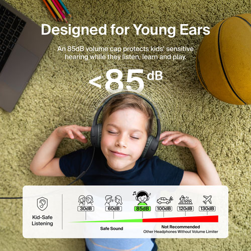 Belkin SoundForm Mini Over-Ear Noise Cancelling Wired Kids Headphones - Black