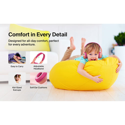 Casque d'écoute avec fil à suppression du bruit pour enfants SoundForm Mini de Belkin - Rose