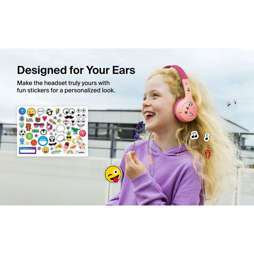 Casque d'écoute avec fil à suppression du bruit pour enfants SoundForm Mini de Belkin - Rose