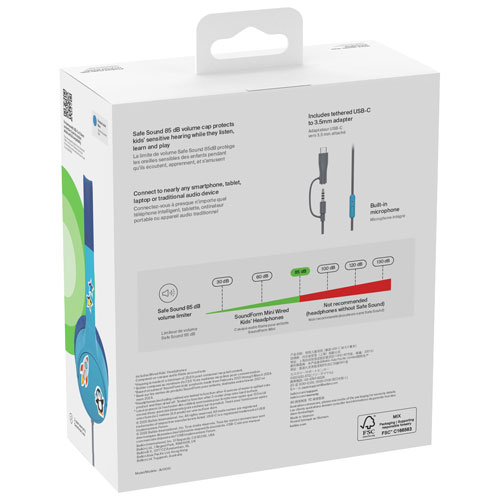 Belkin SoundForm Mini Over-Ear Noise Cancelling Wired Kids Headphones - Blue