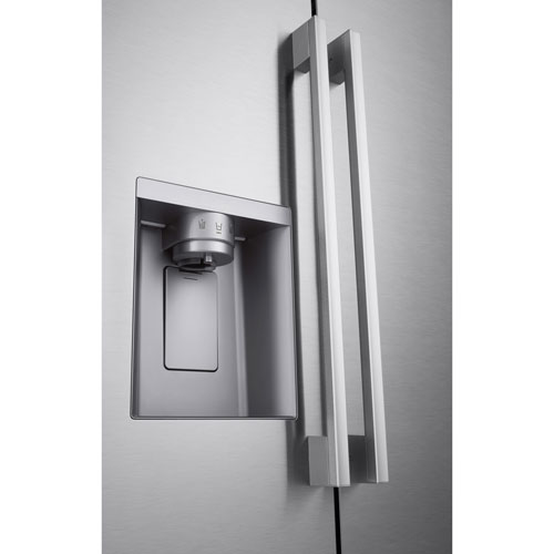 Réfrigérateur à congélateur juxtaposé 26,6 pi³ 36 po avec distributeur d'eau et de glaçons de LG (LL27T3530S) - Acier inoxydable PrintProof
