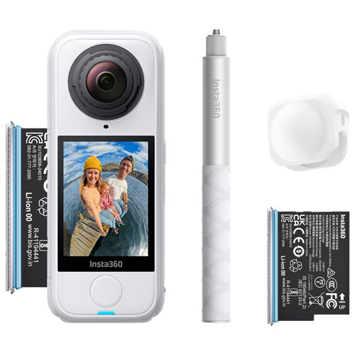 Ensemble avec caméra de sport étanche 8K 360° X4 Air d'Insta360 - Blanc arctique