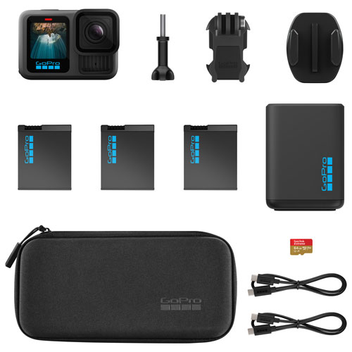 GoPro HERO13 Black Waterproof 5.3K Sports & Helmet Camera Extended Power Bundle