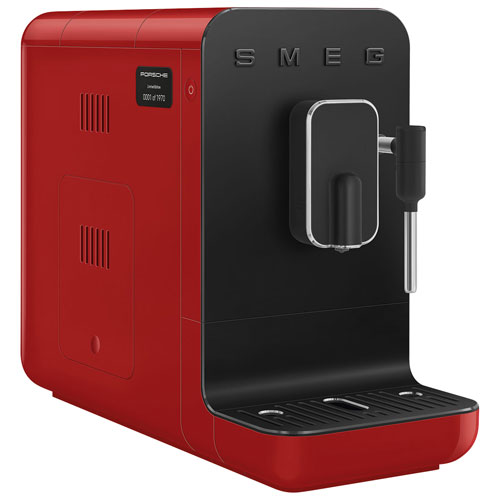 Machine à espresso automatique de Smeg x Porsche avec mousseur à lait et moulin à café - Édition limitée Red Salzburg