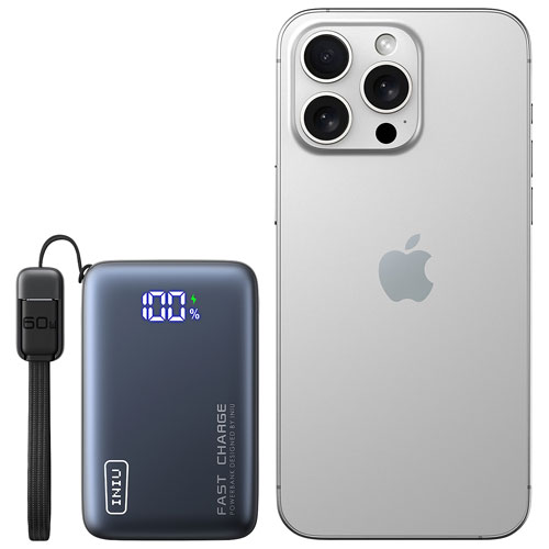 INIU Pocket Pro 10000 mAh 45W USB-C/USB-A Power Bank - Black