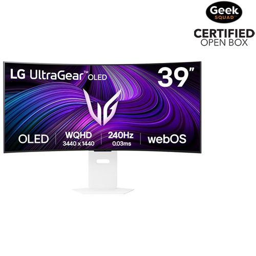 Boîte ouverte - Moniteur de jeu incurvé DELO WQHD 240 Hz 0,03 ms GàG G-Sync FreeSync UltraGear de 39 po de LG - Blanc