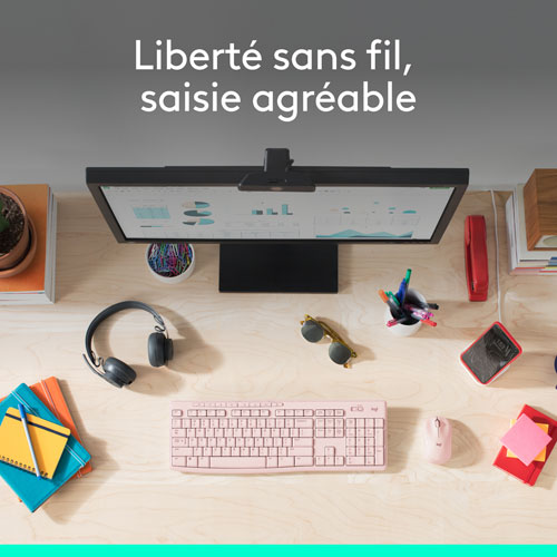 Ensemble clavier et souris sans fil MK270 de Logitech - Rose - Anglais