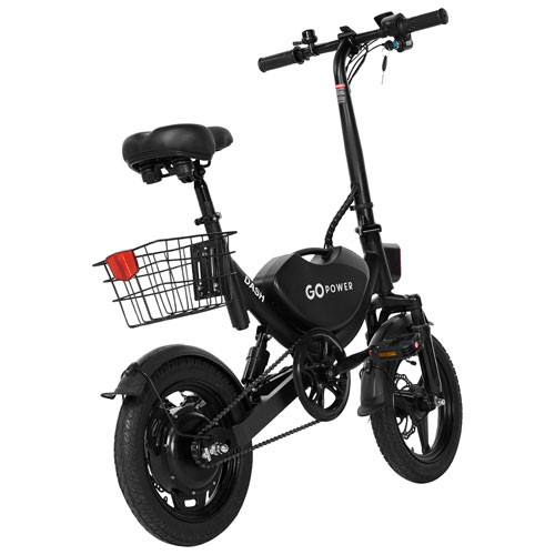 Vélo de ville électrique repliable GoDash de GoPowerBike (moteur 400 W/autonomie jusqu'à 48 km/vitesse maximale 32 km/h) - Noir