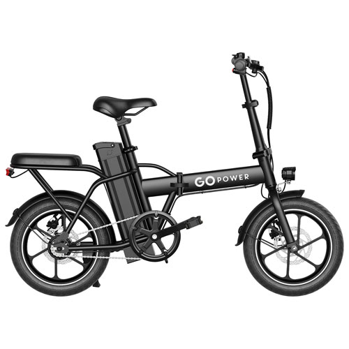 Vélo de ville électrique repliable GoRay de GoPowerBike (moteur 350W/autonomie jusqu'à 30,6km/vitesse maximale 32 km/h) - Noir
